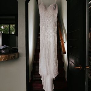 Kitty Chen Camilla wedding dress in ivory, beaded sequin lace fit & flare, 16